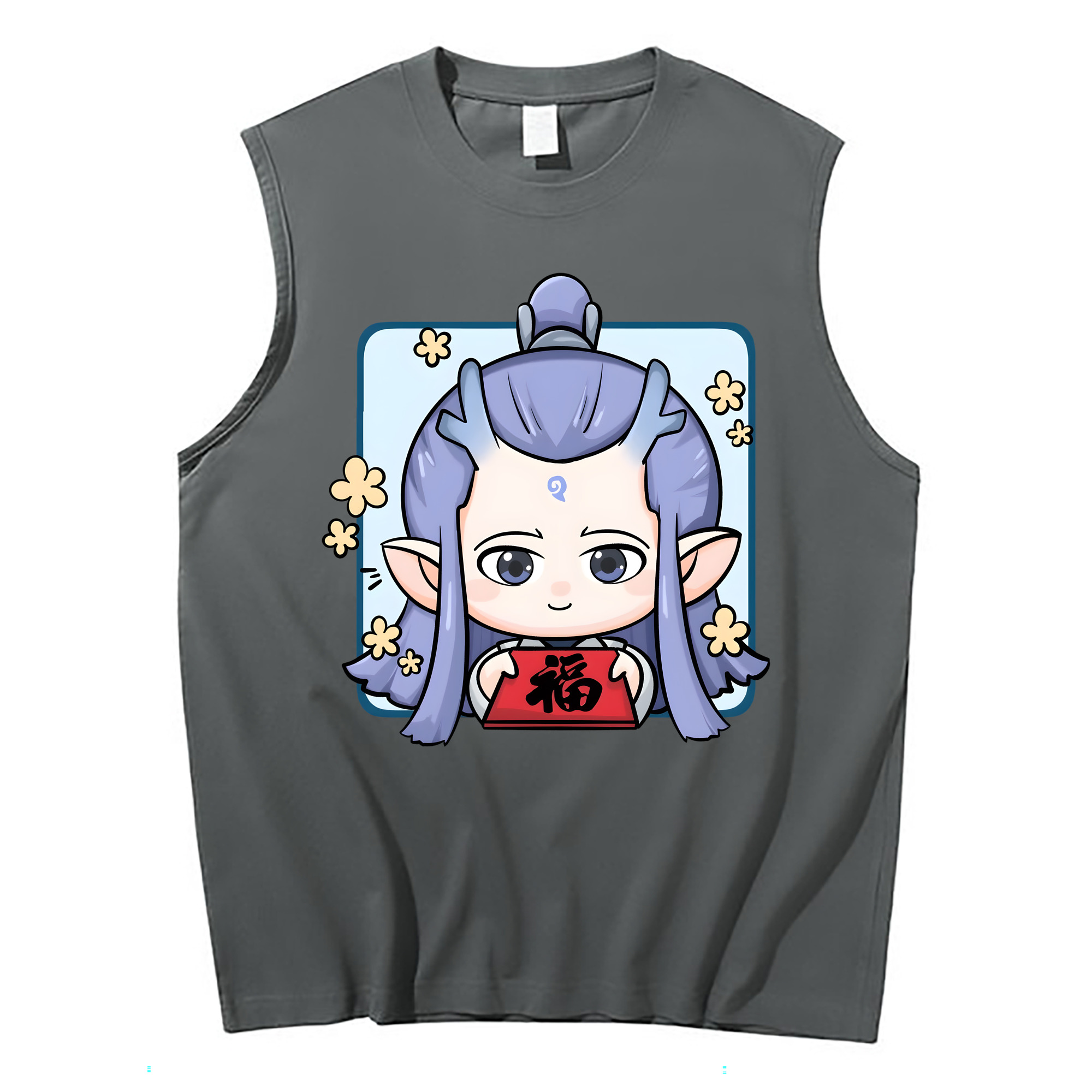 （画像用） Ne Zha 2 ナタ 魔童の大暴れ コットン100％タンクトップ（フロントプリント）